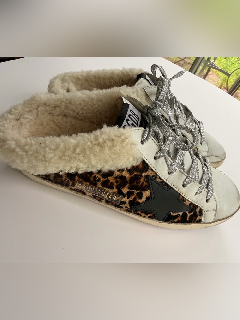 Golden Goose Superstar Sabot Shearling Leopard Calf Hair Sneakers EU 37 US 7 - Picture 2 of 15